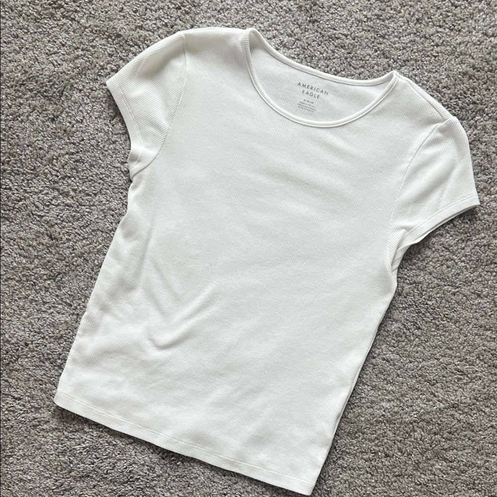 American Eagle ribbed white tee for women